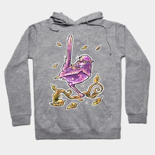 purple pink long tailed bird Hoodie